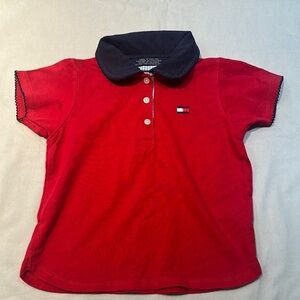 Tommy Hilfiger Red and Black Polo Shirt Classic Style